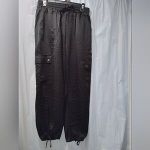 Time and Tru Cargo Regular Black Soot Satin Gogger Pants Size Small (4-6) NWT